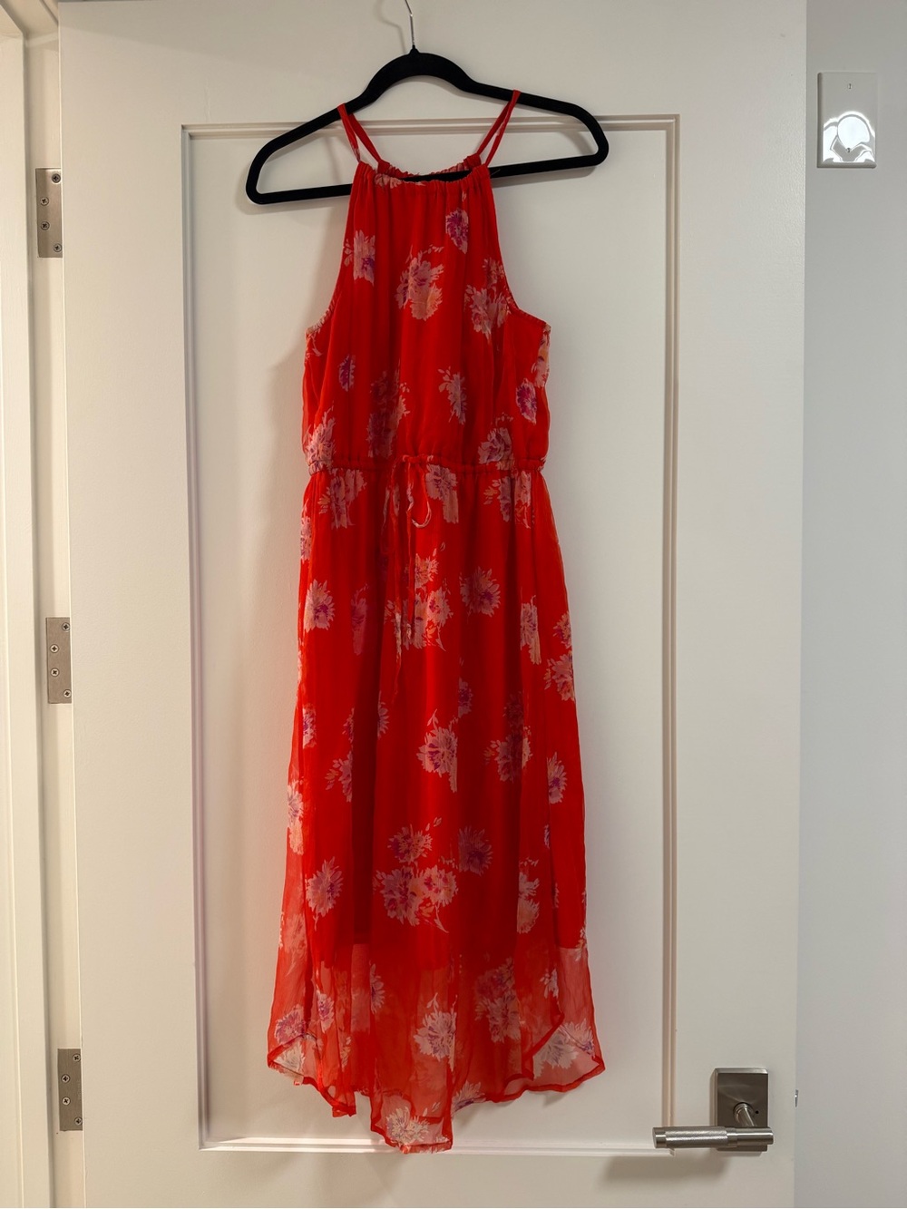 Lucky Brand Red Floral Halter Maxi Dress